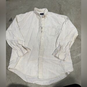 Lands' End Men's Long-Sleeve Button-Down Shirt in Natural Cream